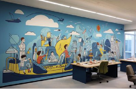  栾川办公室墙绘的特点。